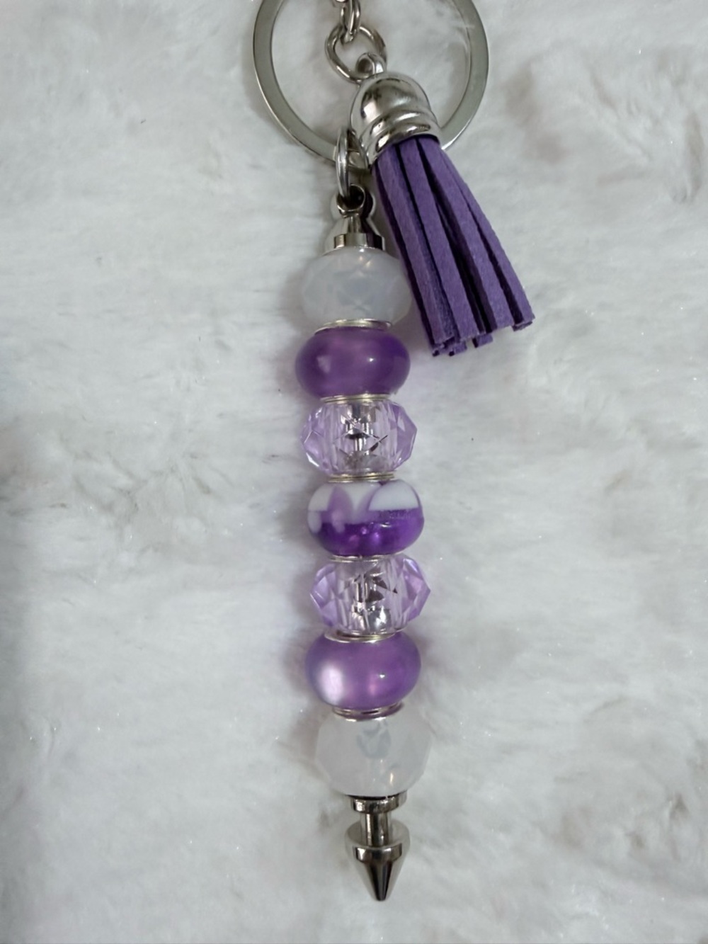 Handmade by Me! Women's Purple Tassel Bead Keychain Charm